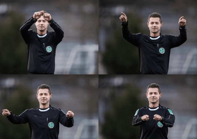 Жест футбольного арбитра просмотр видеоповтора VAR