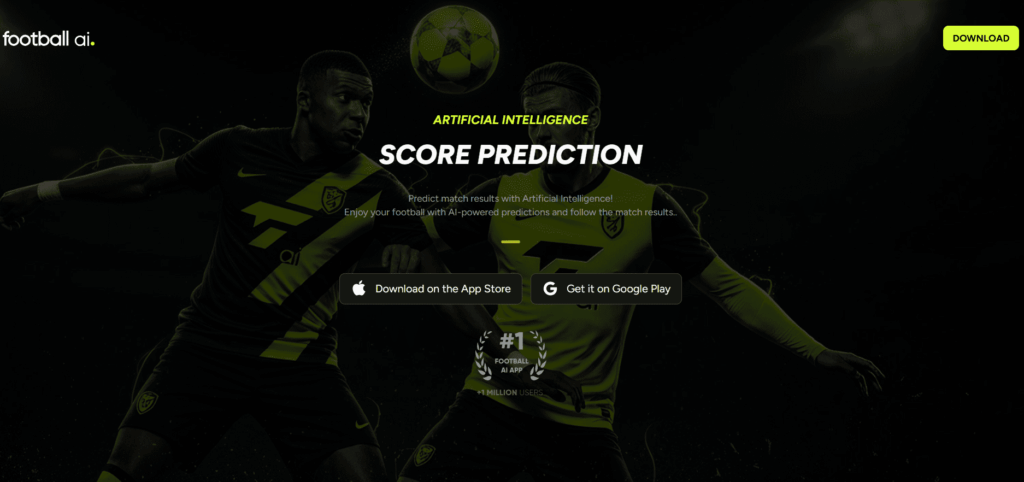 Стартовая страница сервиса Football AI с предложением установить приложение на смартфон