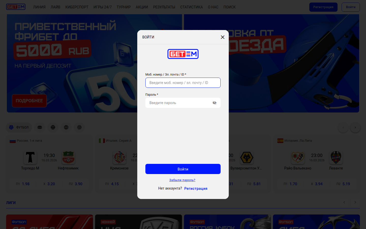 Форма входа