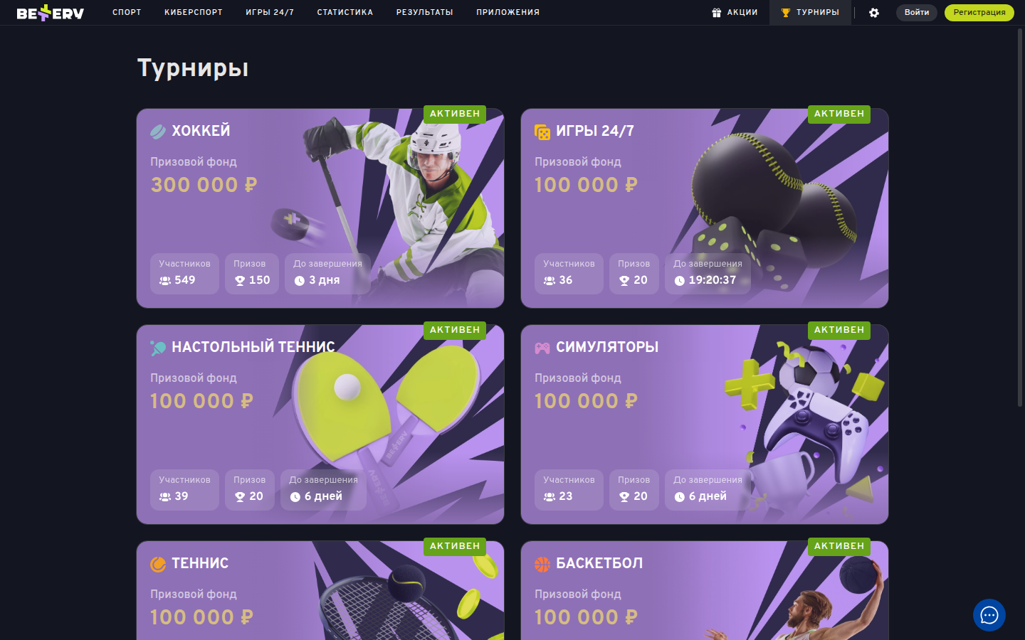 Турниры Bettery