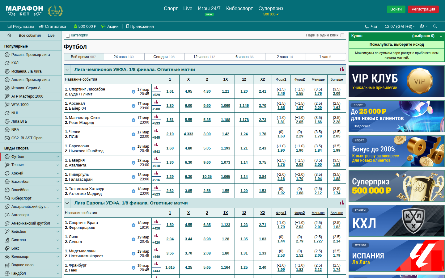 Результаты завершённых событий