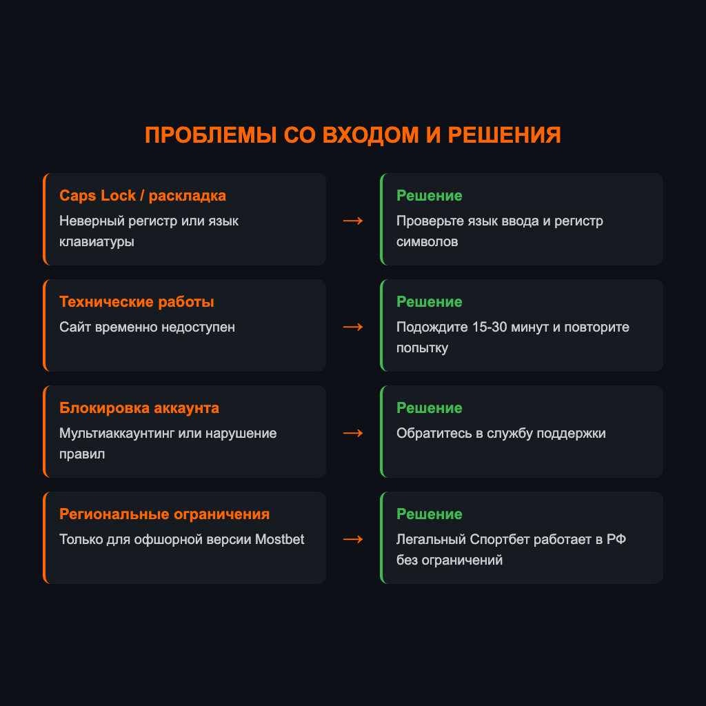 Четыре частых причины проблем со входом