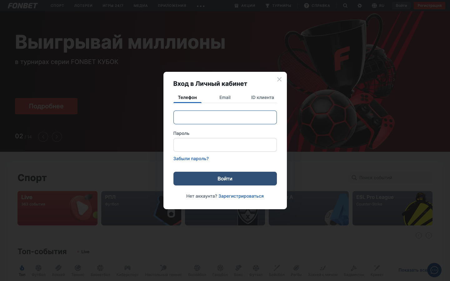 Форма входа