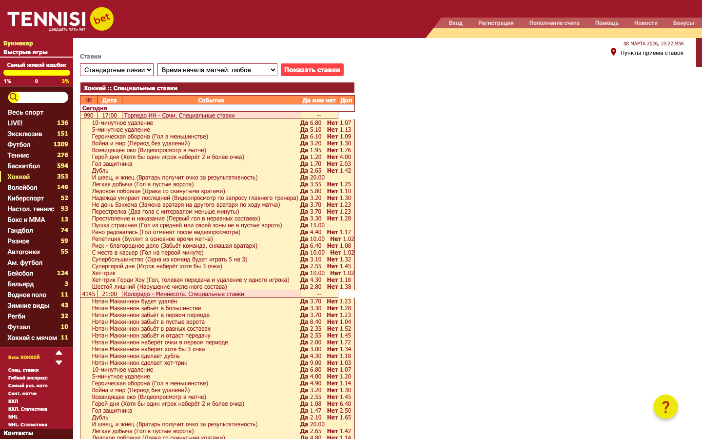 Раздел Хоккей