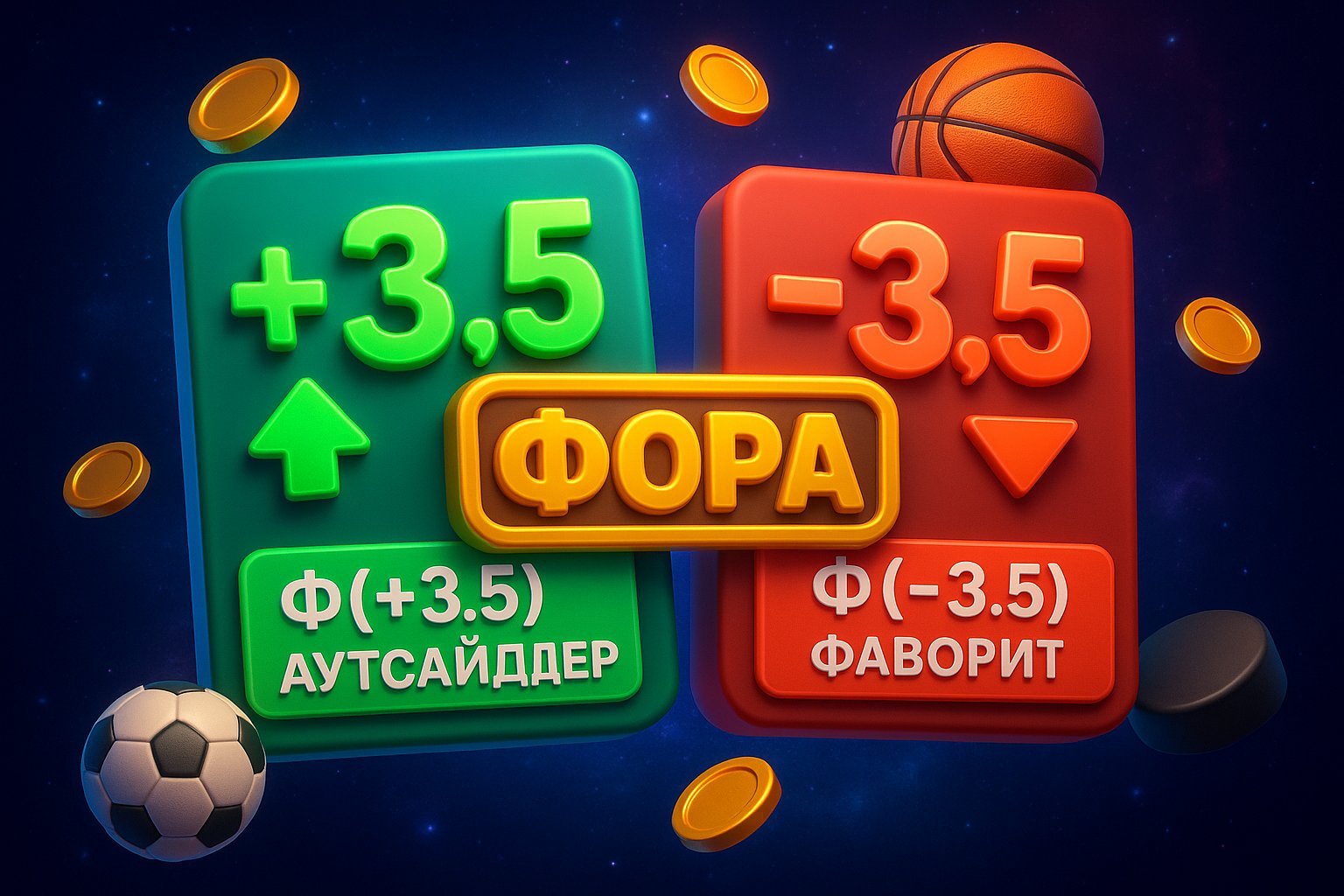 Фора (3,5) – что означает Ф(-3,5) и Ф(+3,5) и подробные примеры расчета