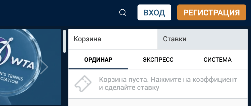 Зенит — кнопка «Регистрация» на официальном сайте
